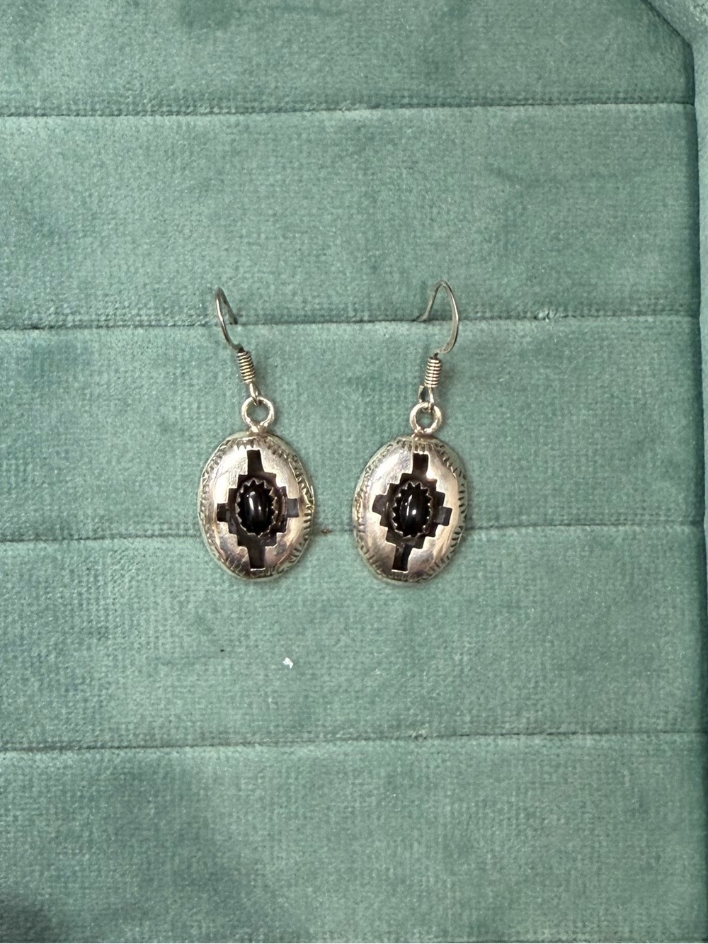 Sterling Silver Western Earrings w/ Genuine Onyx